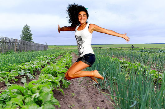 Jumping in the garden