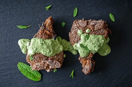 Lamb Loin Chops With Green Garlic Sauce