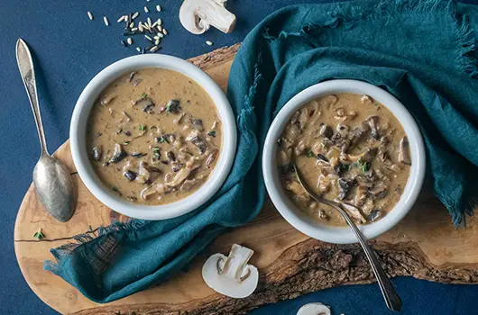 Creamy Mushroom Soup with Wild Rice