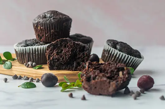 Chocolate Cherry Zucchini Muffins