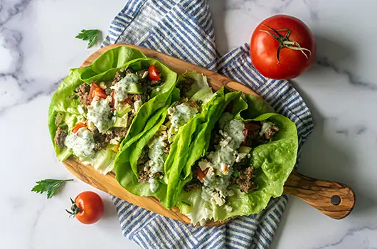 Lamb and Tzatziki Lettuce Wraps