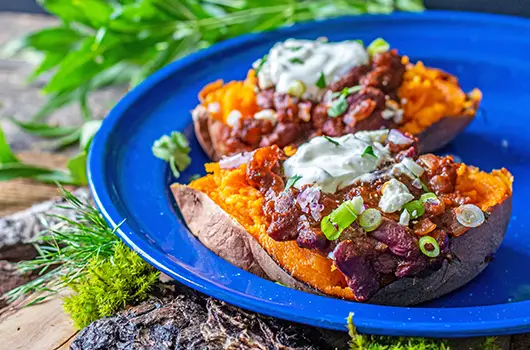 Chili Stuffed Sweet Potatoes