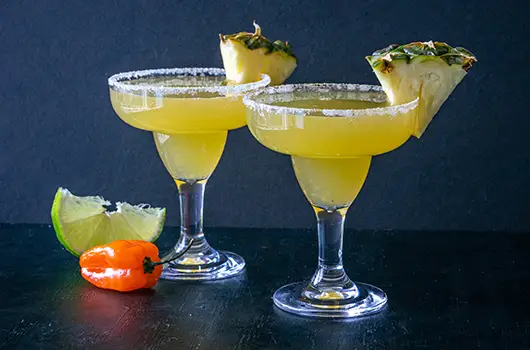 Spicy pineapple habanero cocktail or mocktail