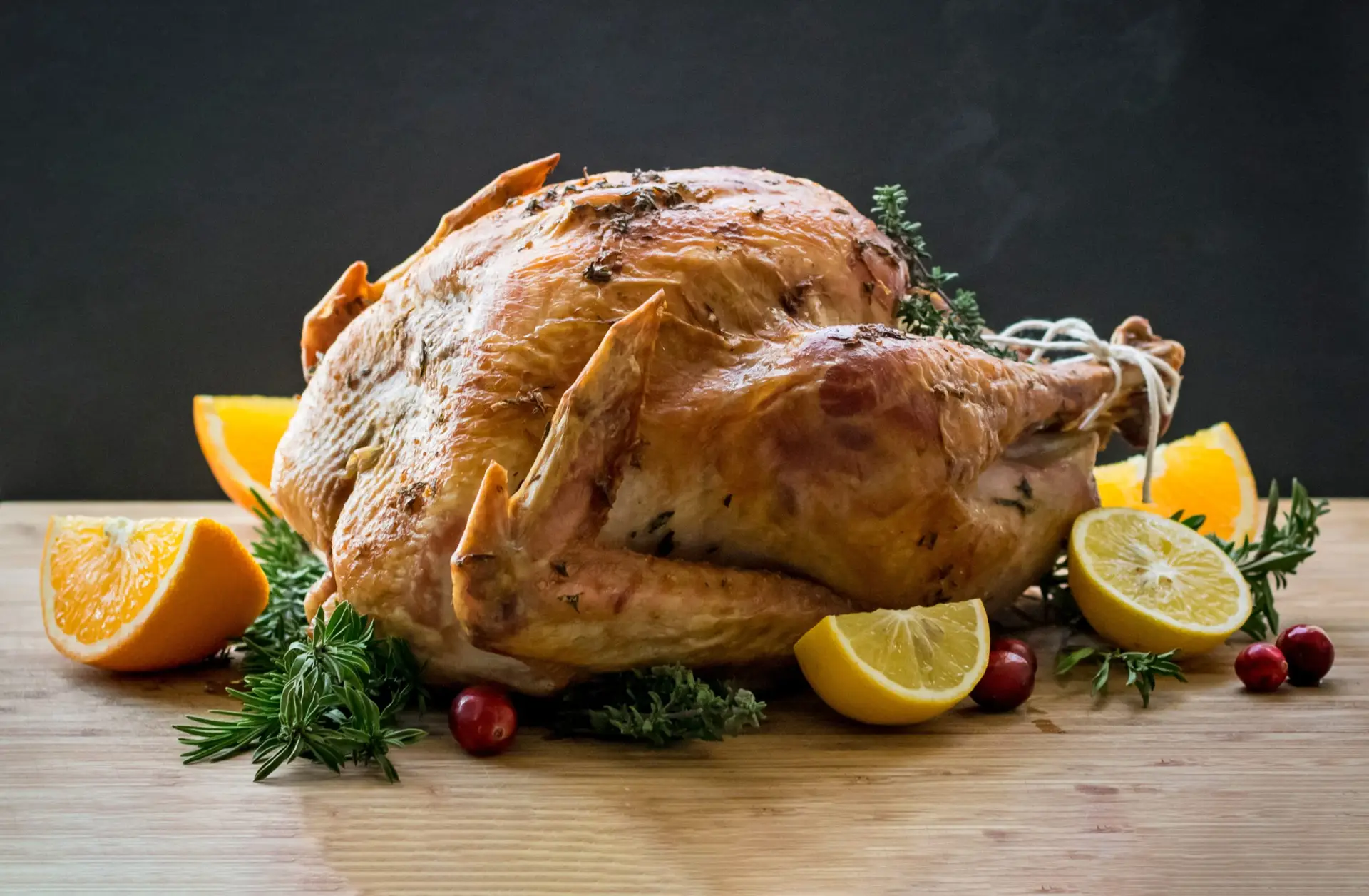 Whole roasted Diestel Organic Thanksgiving turkey with garnishes